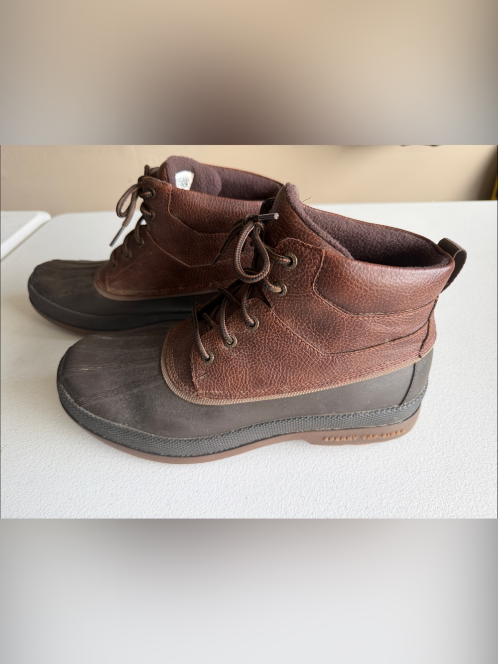 Sperry Two-Tone Brown Leather Duck Boots